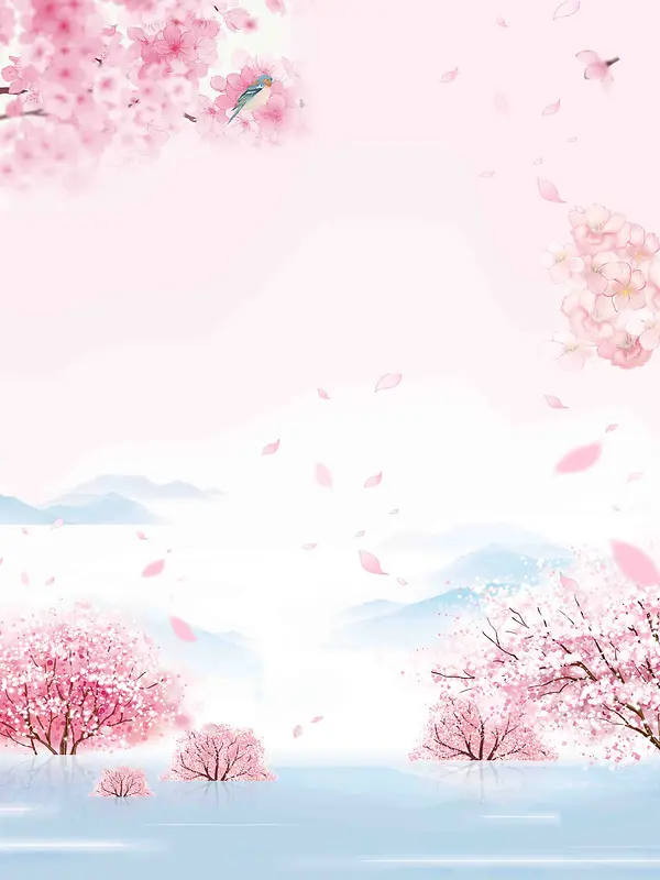 三月樱花季海报背景素材