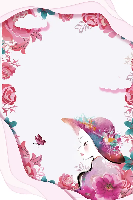 粉色手绘38女王节海报