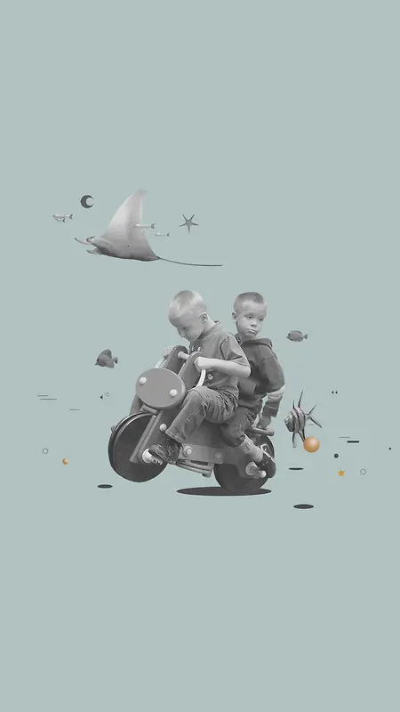趣味骑摩托车儿童背景