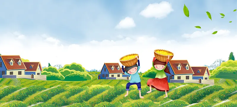 儿童玩乐小房子农场景色背景