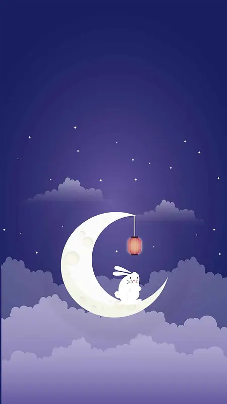 月亮晚上好白云晚安H5背景素材