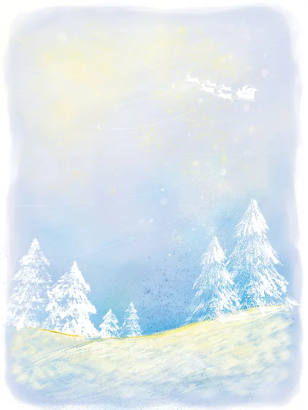 蓝色手绘圣诞树背景