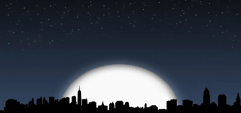 卡通星空城市夜景背景图