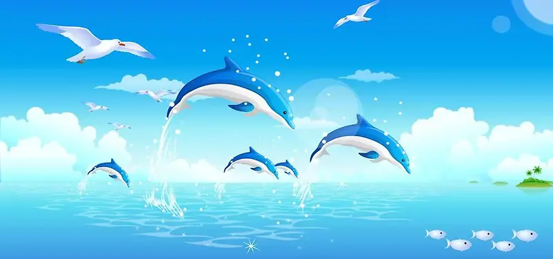 唯美海豚背景图