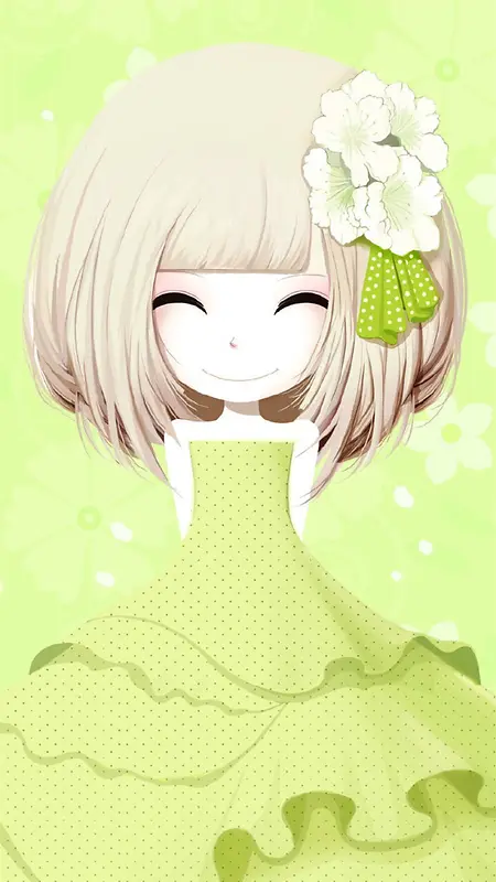 手绘卡通女孩H5背景