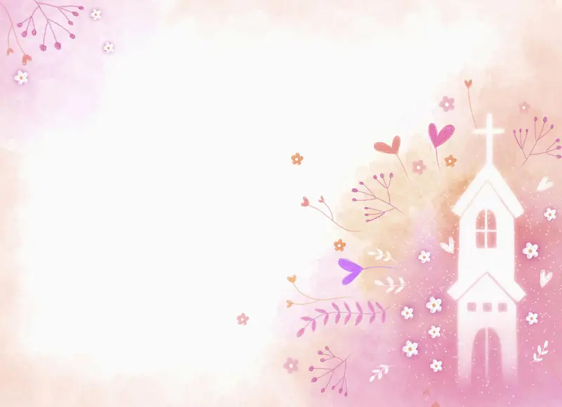 粉色背景手绘花草插画平面广告