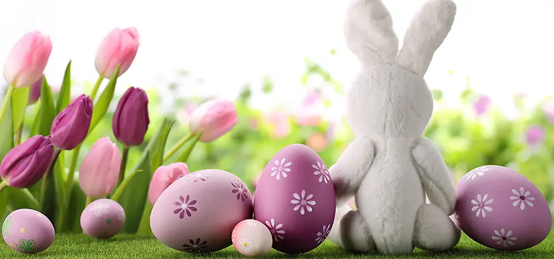 可爱兔子粉色复活节