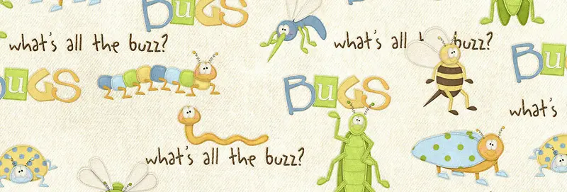 虫子聚会蜜蜂蚯蚓蚊子毛毛虫卡通昆虫背景图