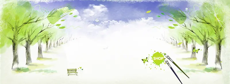 绿色清新画笔banner
