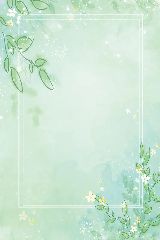 绿色手绘清新春季上新线框树枝背景