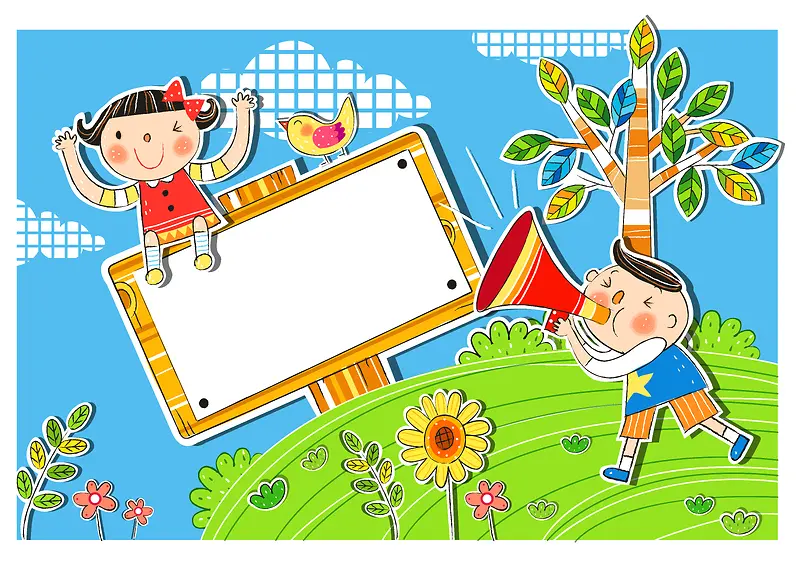 韩国卡通插画背景纸可爱的孩童