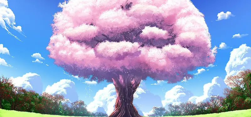 卡通梦幻唯美大树背景