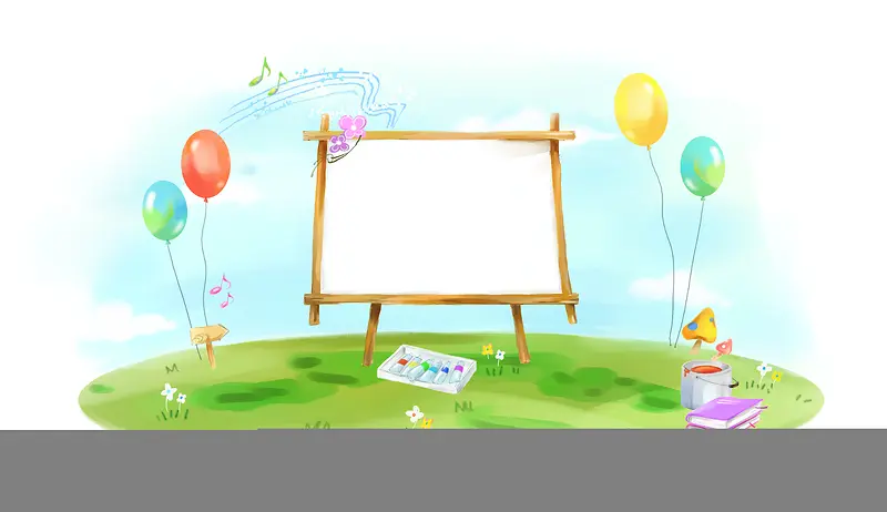 卡通绘画水彩画架气球颜料印刷背景