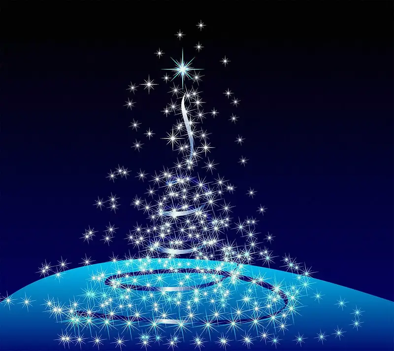 蓝色光效圣诞树背景