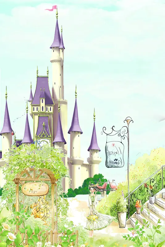 卡通手绘童话城堡