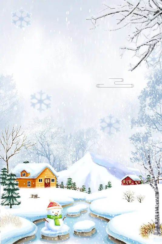 简约冬季大雪促销海报背景psd