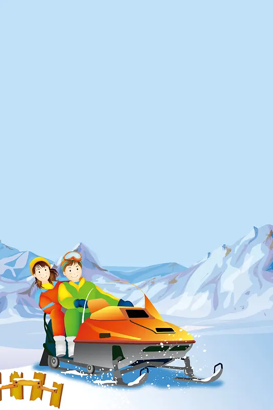卡通手绘简约冬季滑雪背景图