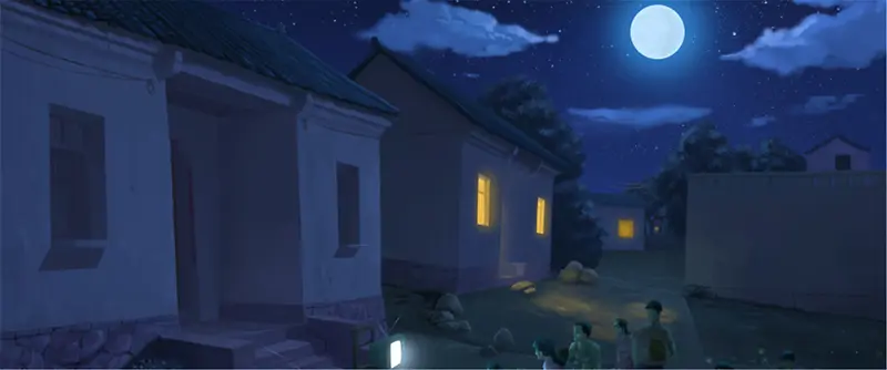 夜晚房屋背景