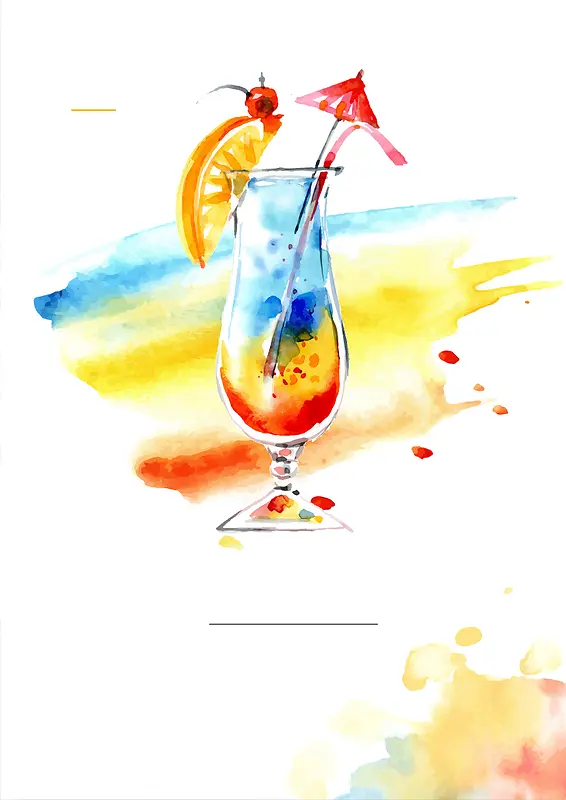 水彩手绘夏季清凉水果饮品果汁海报背景素材