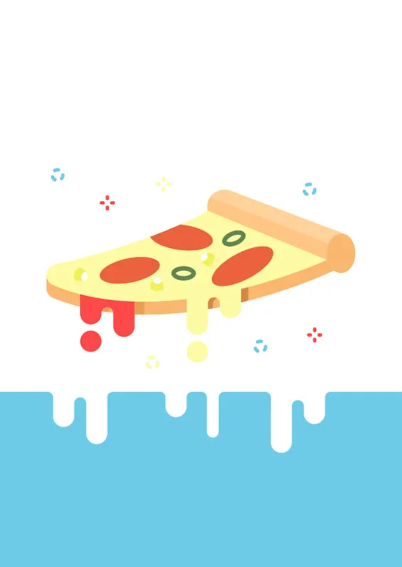 卡通切片芝士披萨美食西餐海报背景素材