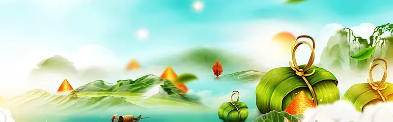 粽子唯美五月端午banner背景