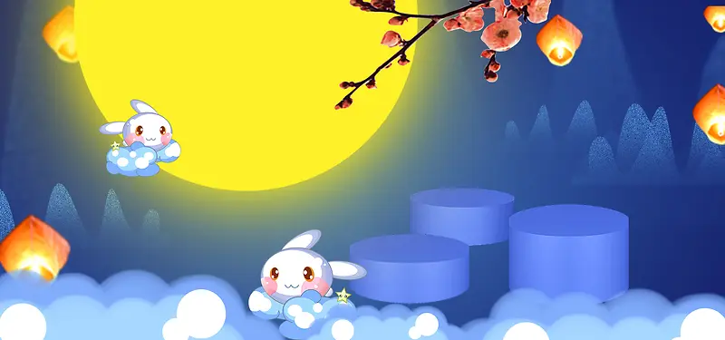 卡通中秋节兔子背景