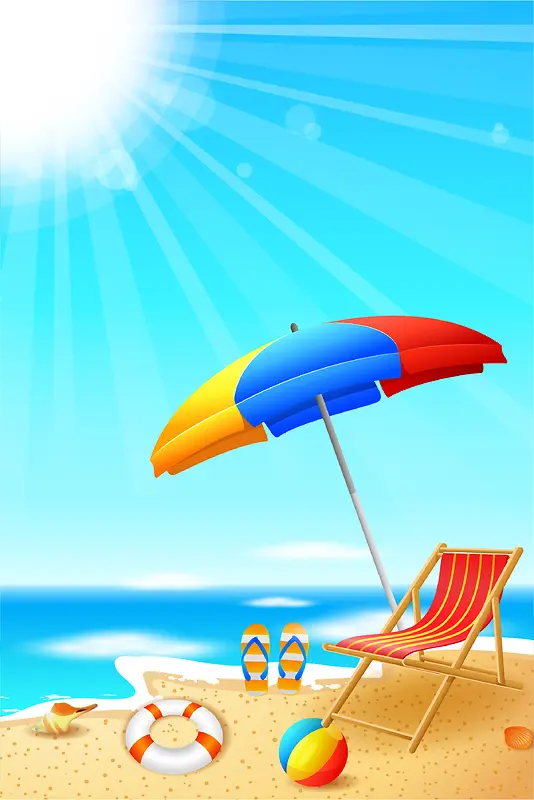 夏季海滩旅游风景平面广告
