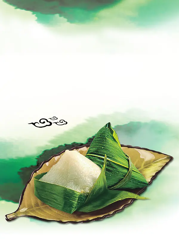 绿色矢量水彩粽子端午节海报背景