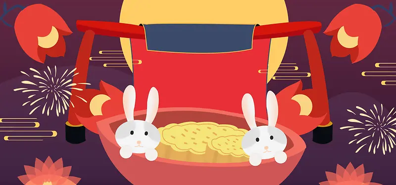 卡通中秋节兔兔背景