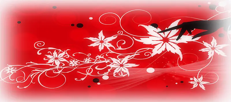 红色手绘花朵背景