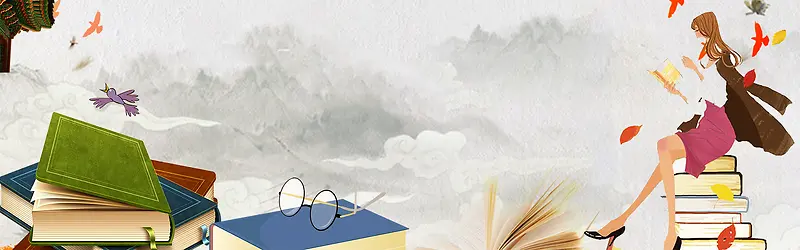 卡通上课教育培训班banner背景
