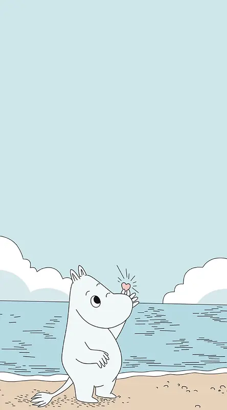 小犀牛海边旅游卡通插画背景