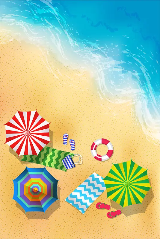 夏日海滩风景旅游平面广告