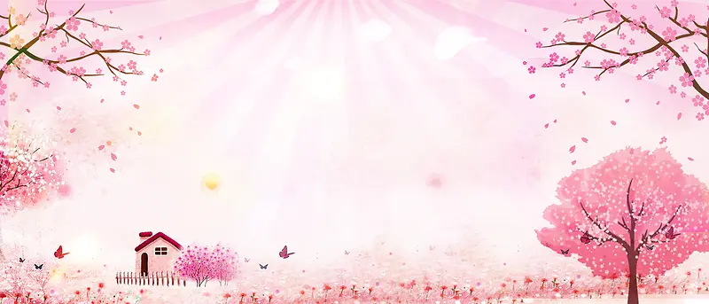 桃花节文艺渐变大气梦幻粉色banner