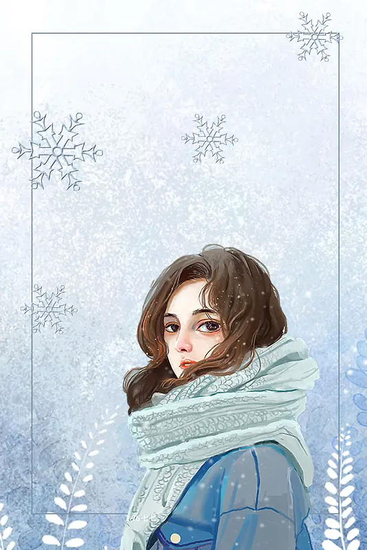 冬季卡通人物海报背景