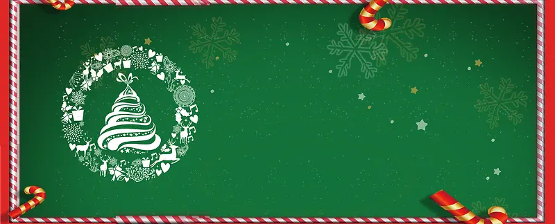 圣诞节卡通几何绿色banner