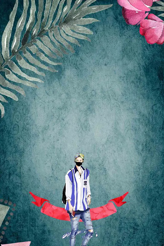 时尚模特手绘教学花朵模特美妆婚庆广告背景