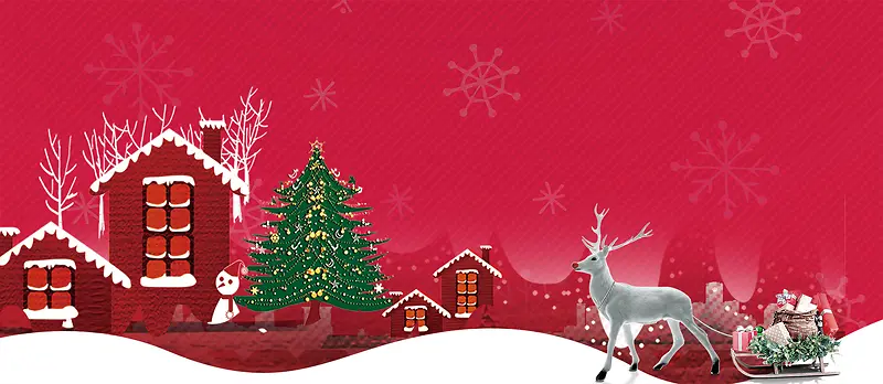 圣诞节麋鹿卡通简约红色banner