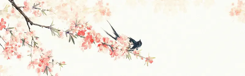 复古手绘花朵古风简约风格banner