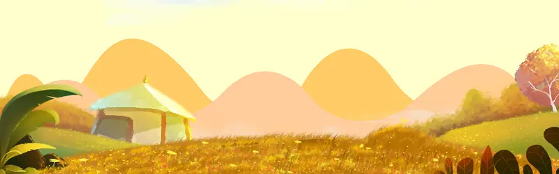 秋季卡通郊外banner背景