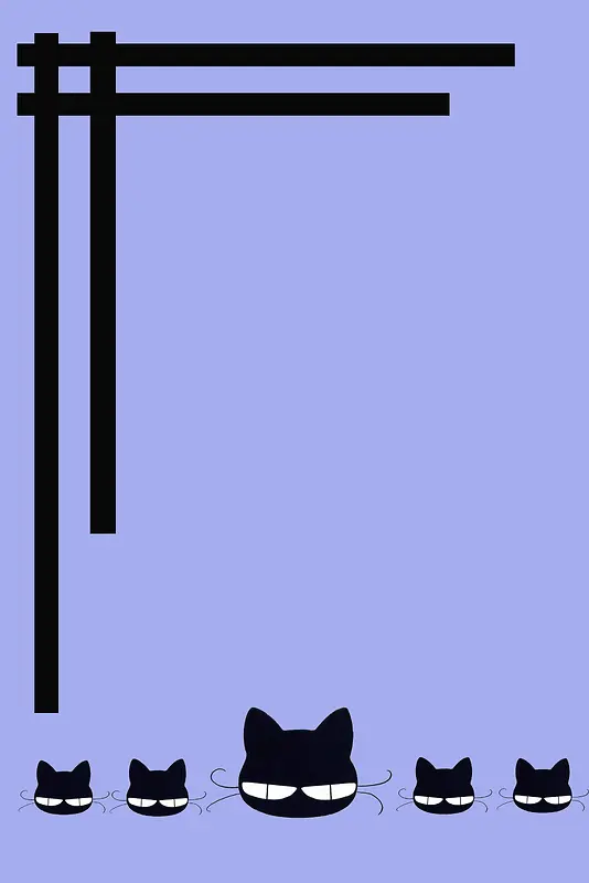 小猫蓝色卡通可爱简约背景