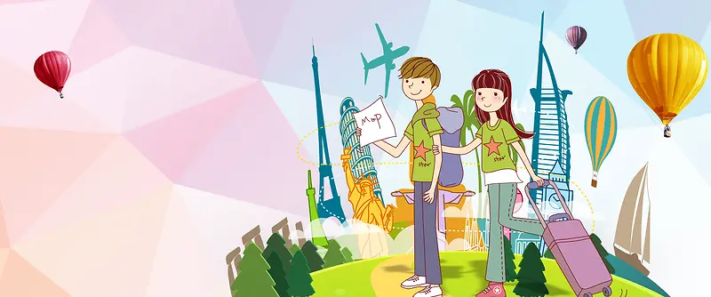 旅行卡通蓝色banner