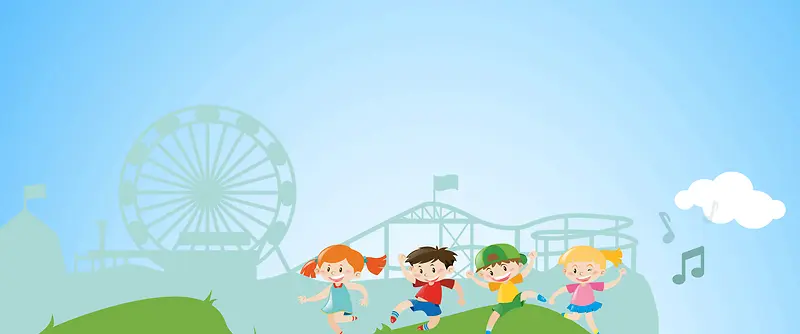 61儿童节童趣游乐园蓝天背景