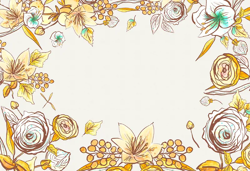 手绘金色花朵背景