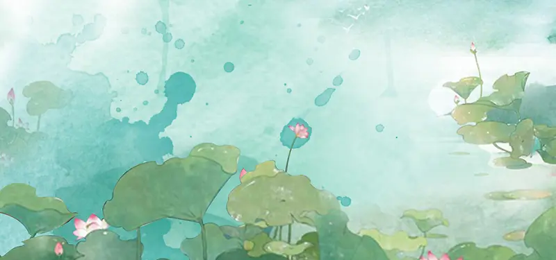 淘宝清新手绘水彩风景海报背景