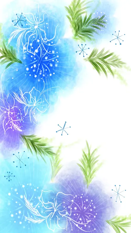 蓝色渐变花浅色背景图