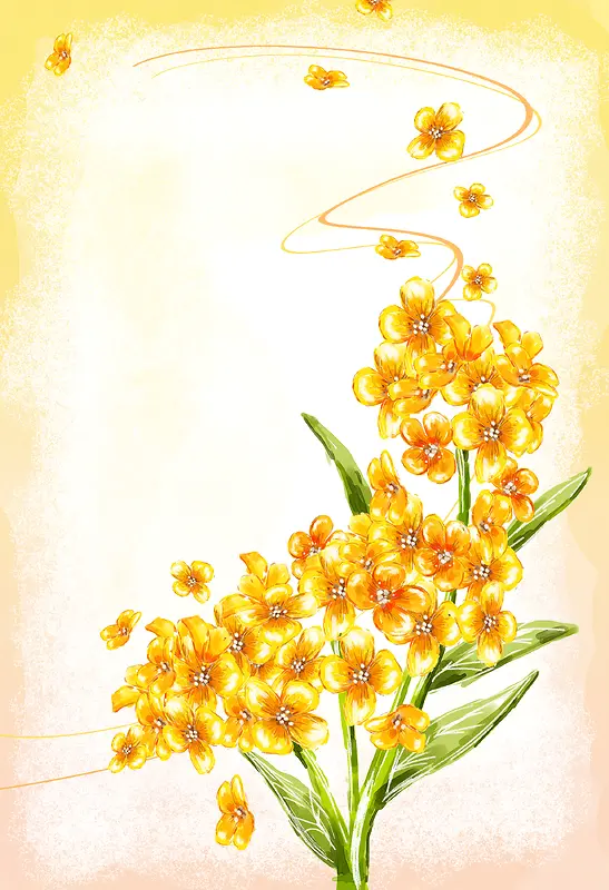 淡雅黄色小花背景元素