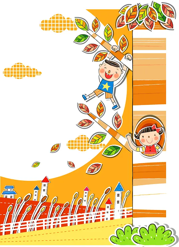 韩国插画嬉戏的孩童