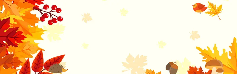 秋季手绘卡通可爱彩色banner