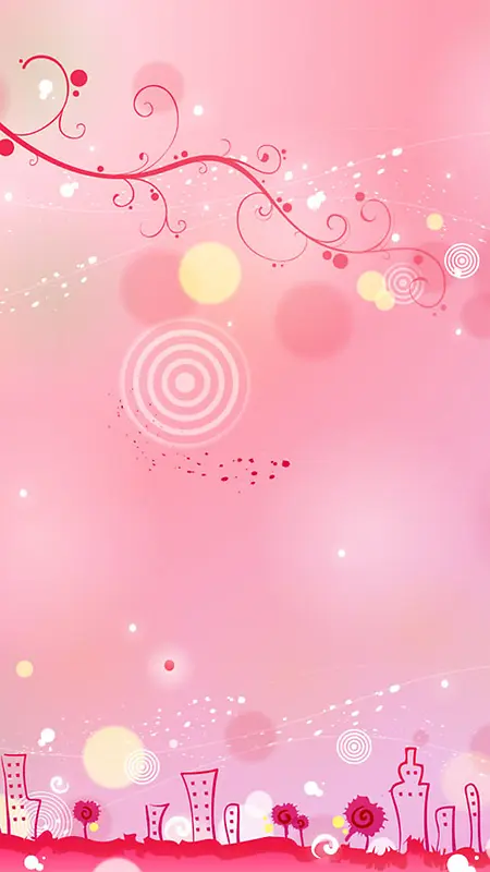 粉色花纹卡通H5背景